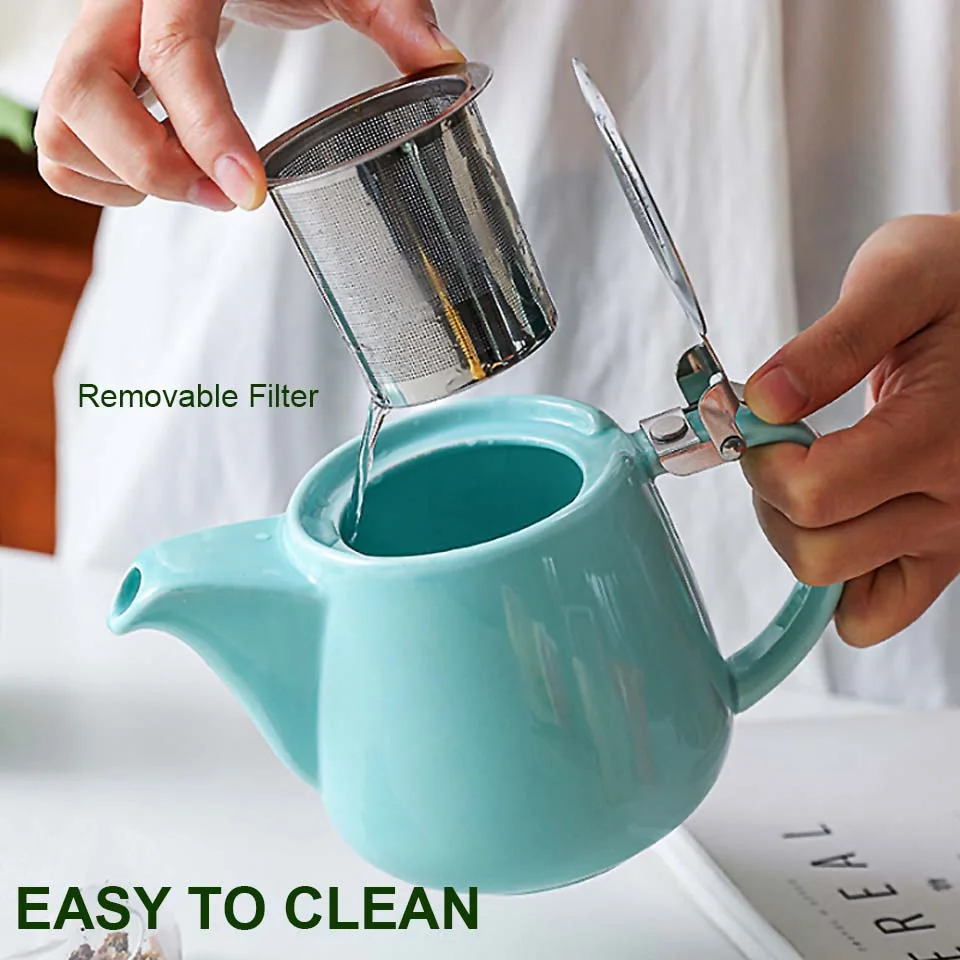 BORREY Borosilicate Glass Teapot With Removable Infuser Filter